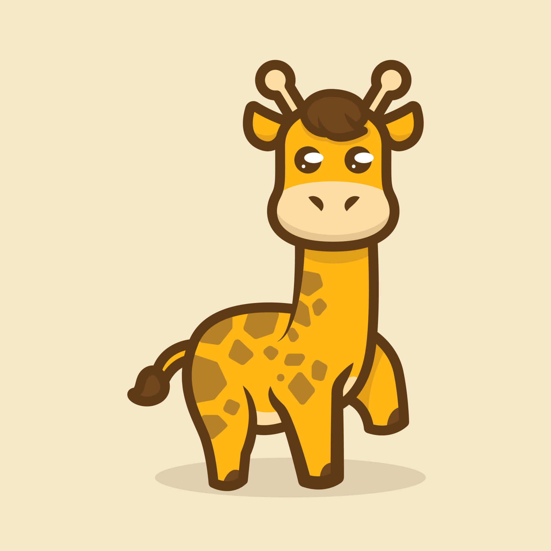 kawaii giraffe, big eyes, brown spots, Full HD Desktop Wallpaper