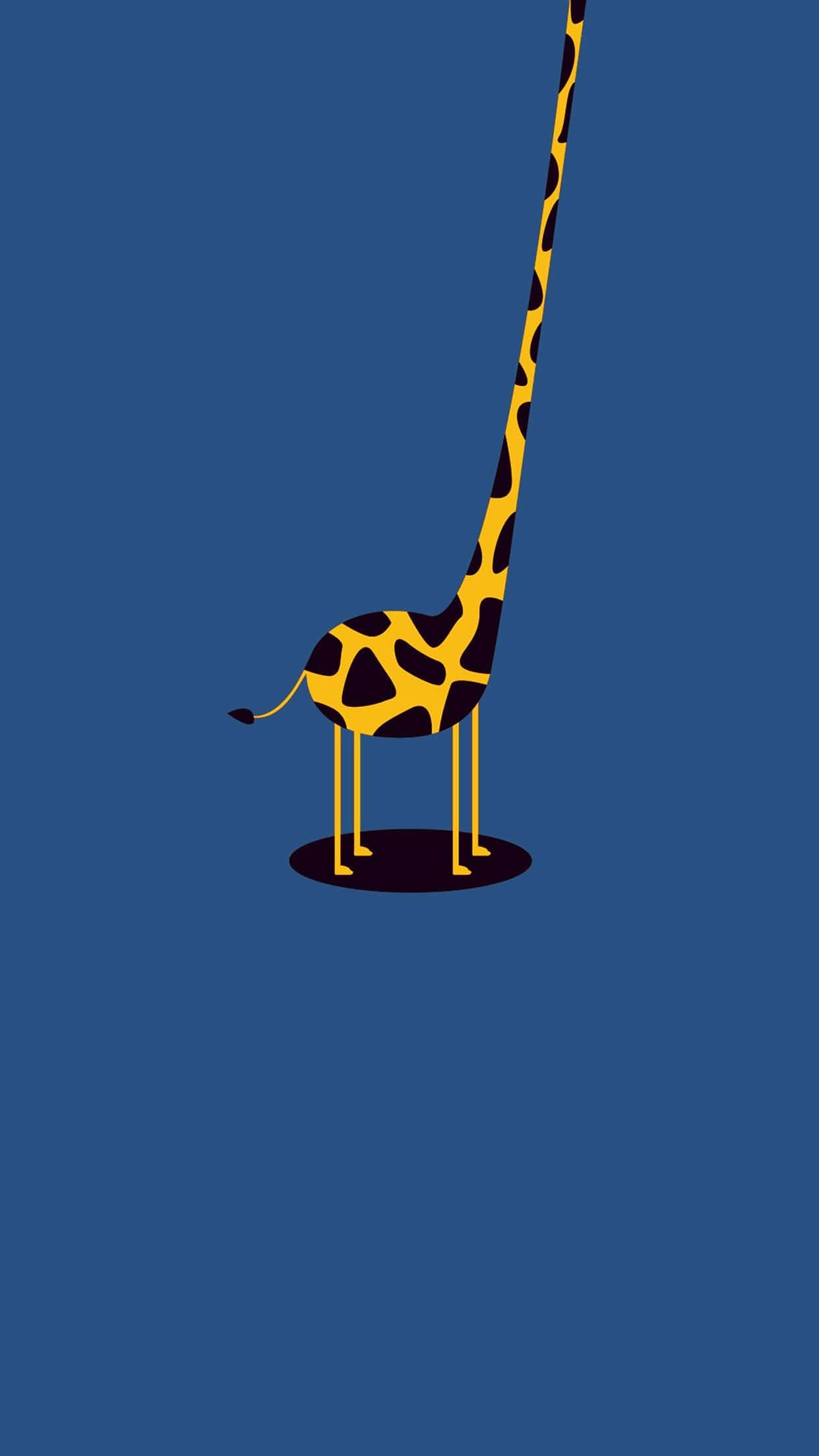 giraffe, yellow and black spots, solid blue background, Full HD Phone Wallpaper