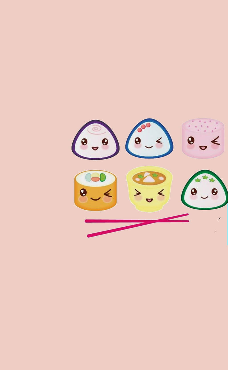 Kawaii HD, sushi, smiling faces, HD Phone Wallpaper