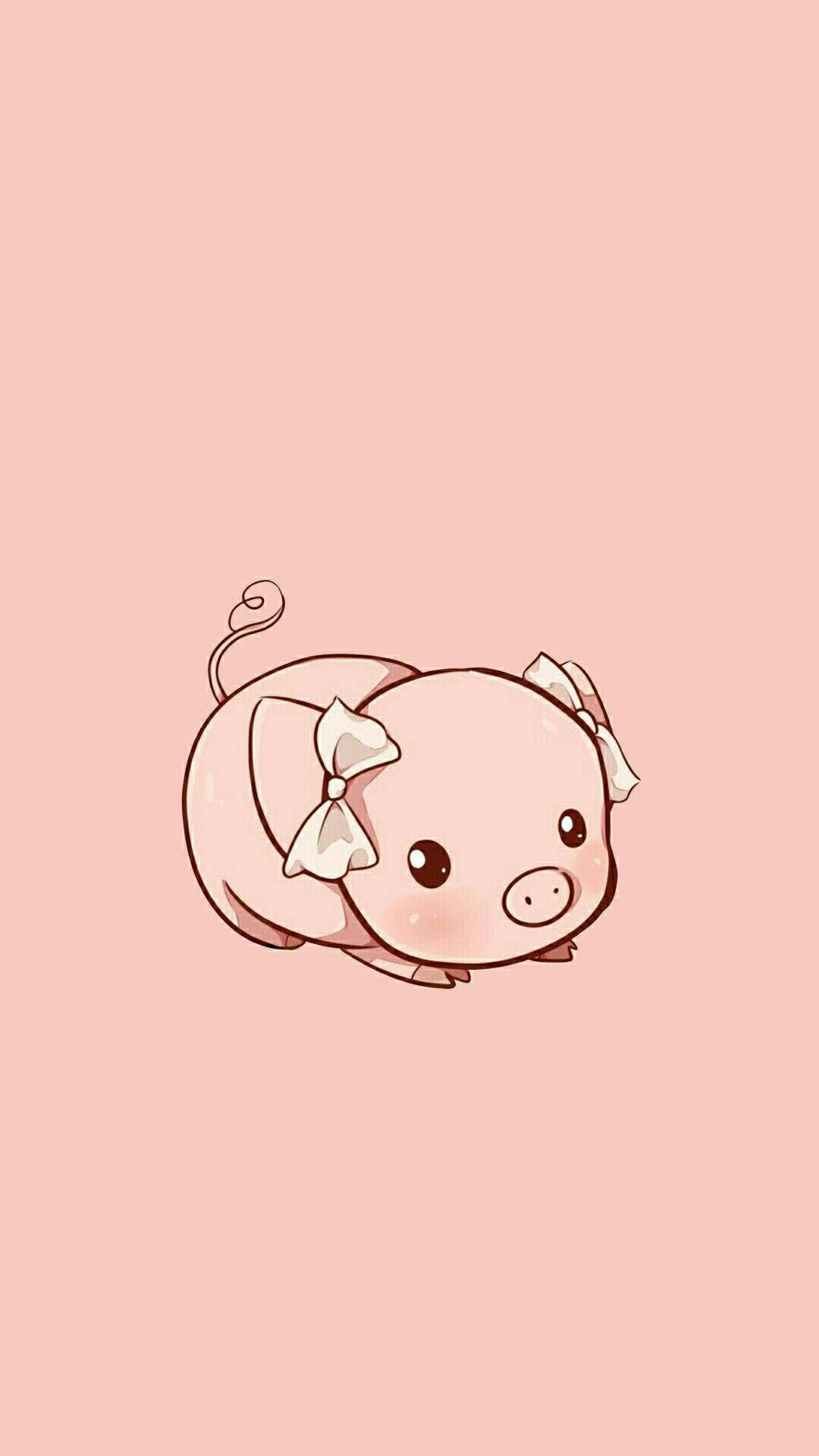 Kawaii HD, pink pig, bows, Full HD Phone Wallpaper