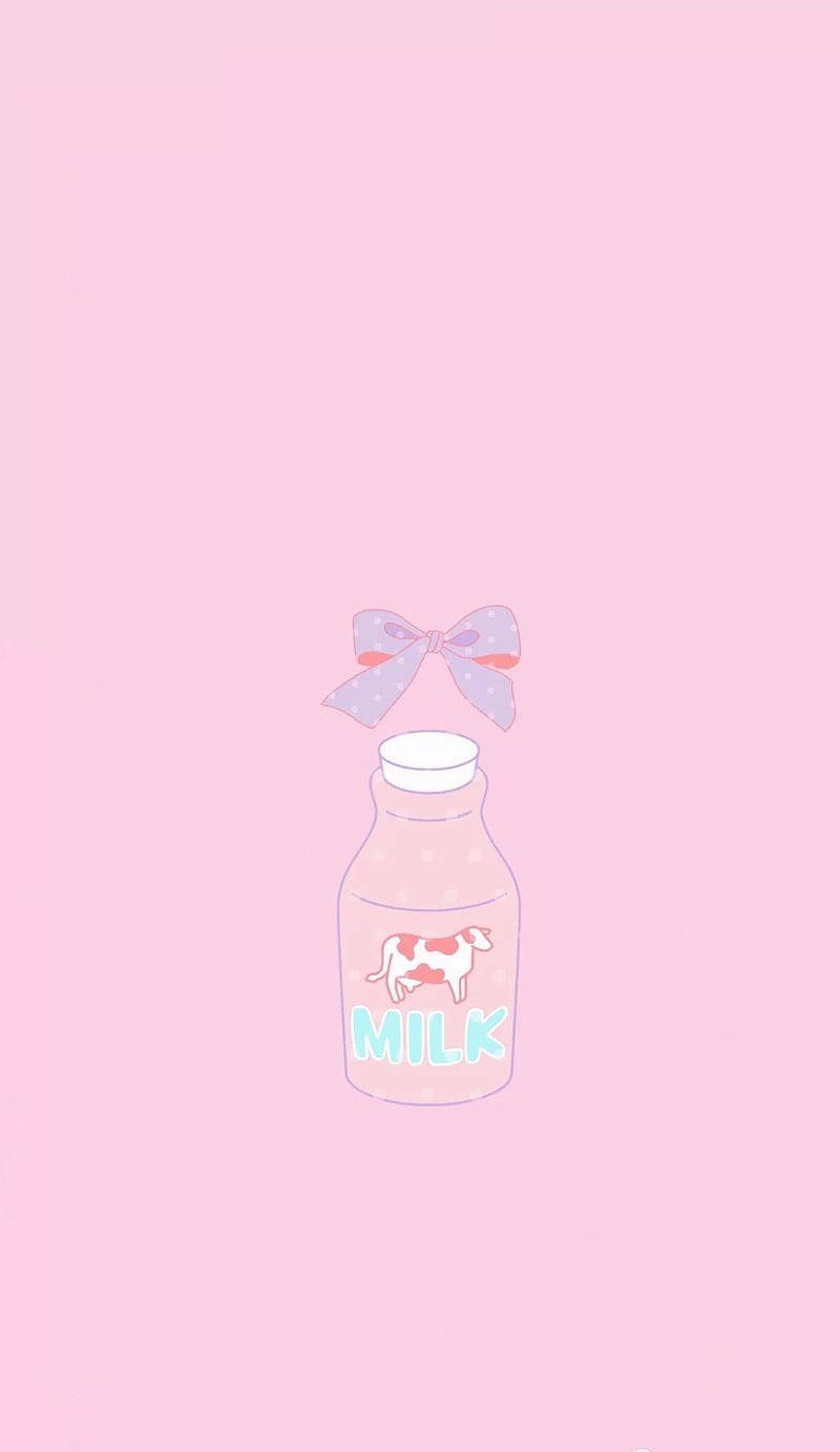 Kawaii HD, milk bottle, pastel pink, HD Phone Wallpaper