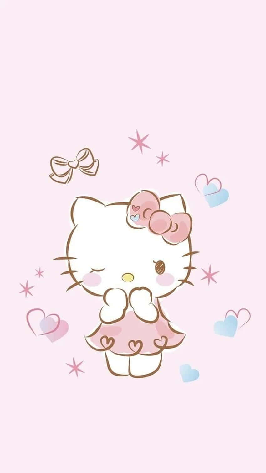 Kawaii Hello Kitty, pink dress, hearts, HD Phone Wallpaper