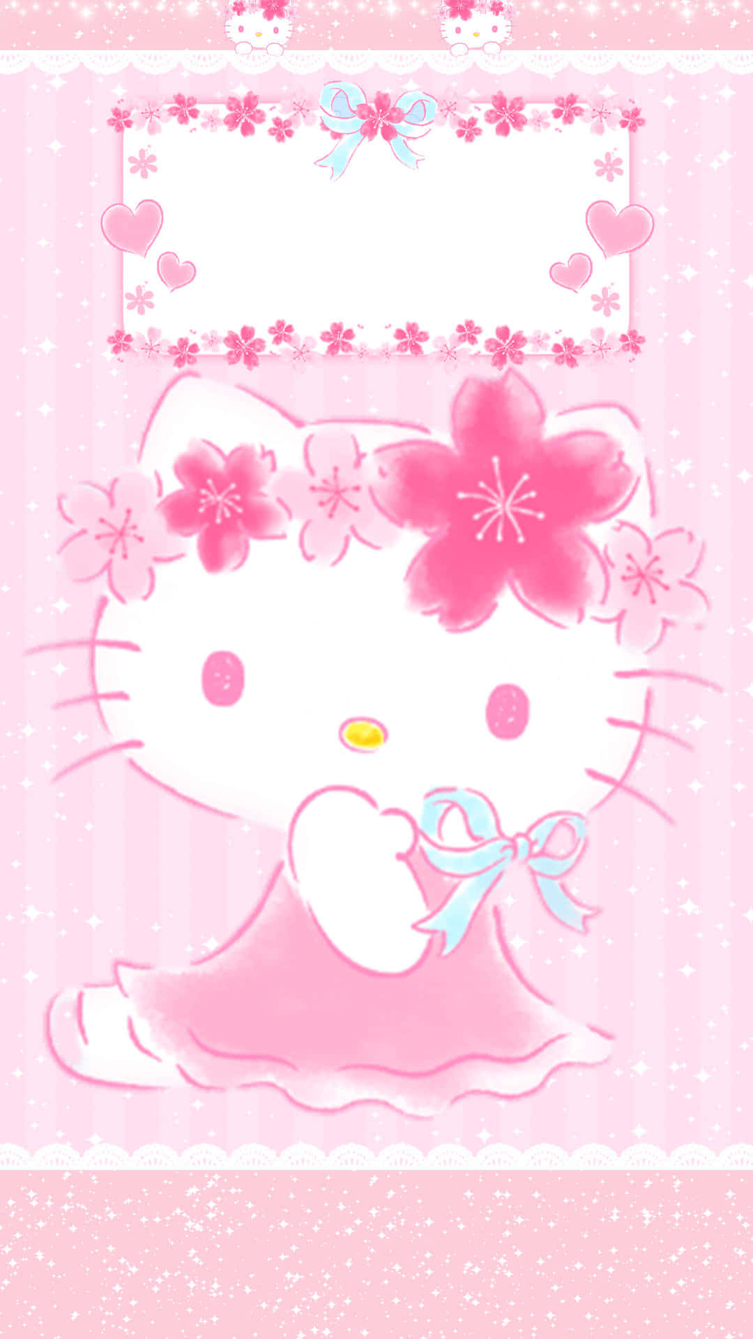 Hello Kitty, pink floral dress, cherry blossoms, Full HD Phone Wallpaper