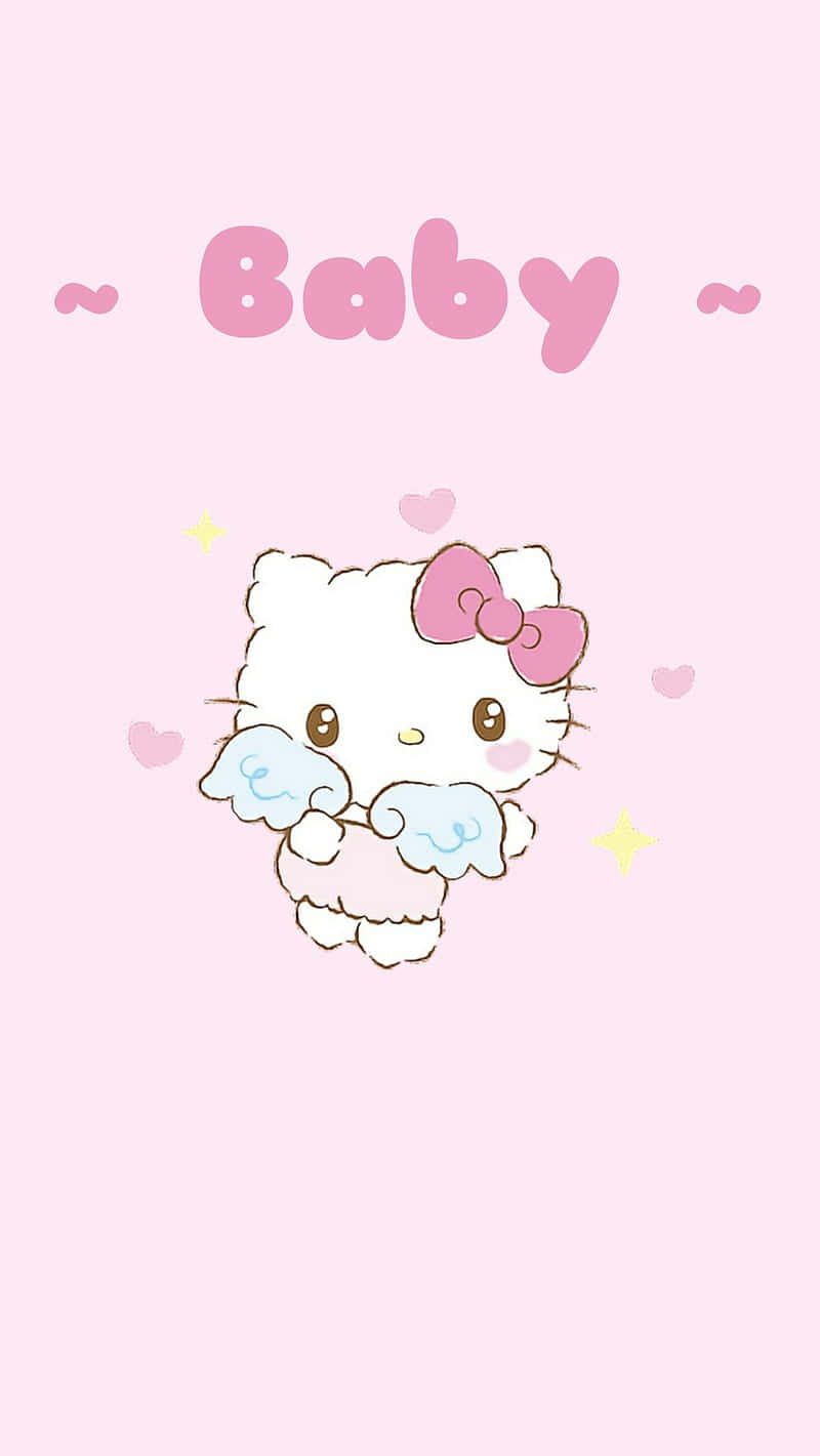 Hello Kitty, angel wings, pink bow, HD Phone Wallpaper