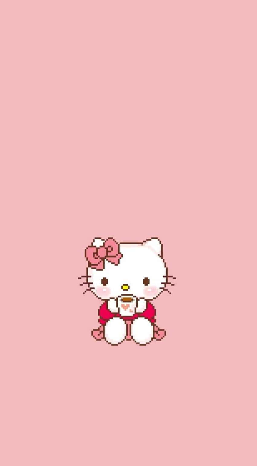Hello Kitty, red outfit, cup, HD Phone Wallpaper