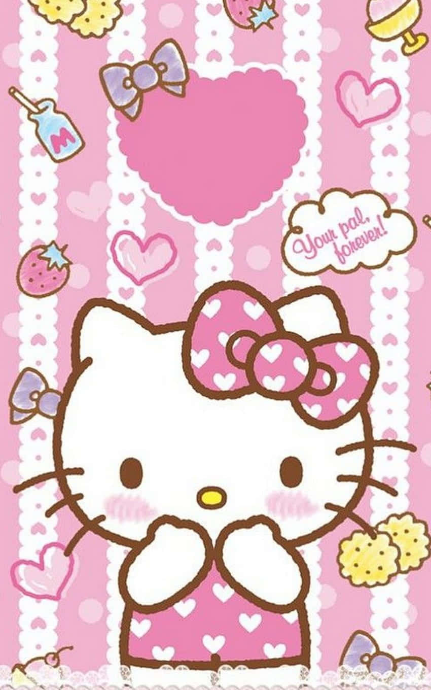 Kawaii Hello Kitty, Hello Kitty, pink heart-patterned dress, HD Phone Wallpaper