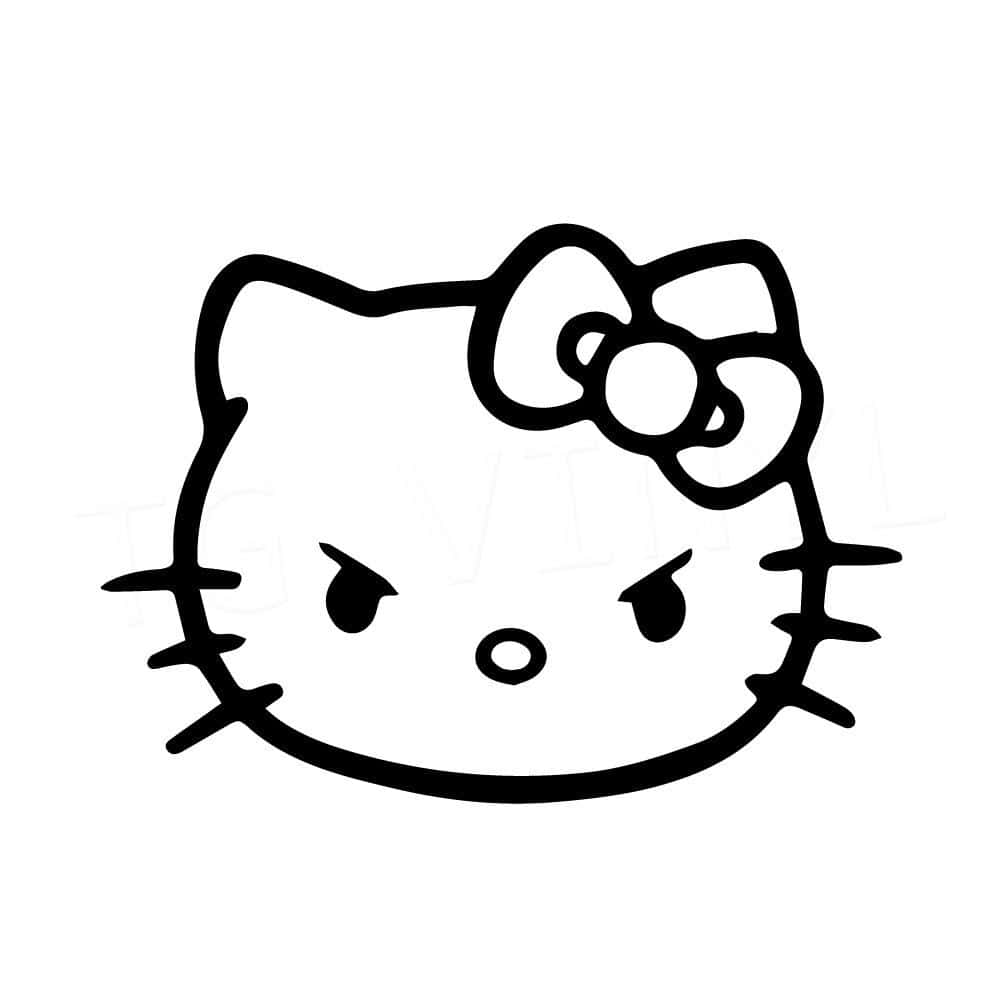 Hello Kitty, black outline, grumpy expression, SD Desktop Wallpaper