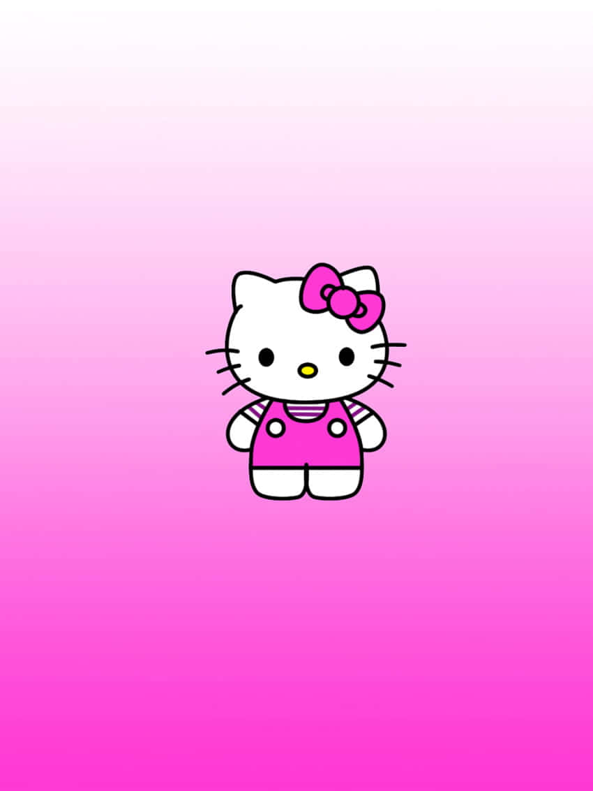 Kawaii Hello Kitty, pink bow, overalls, SD Phone Wallpaper