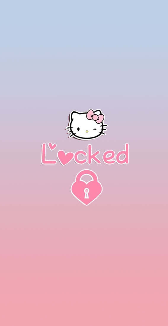 Kawaii Hello Kitty, Hello Kitty, pink heart lock, SD Phone Wallpaper