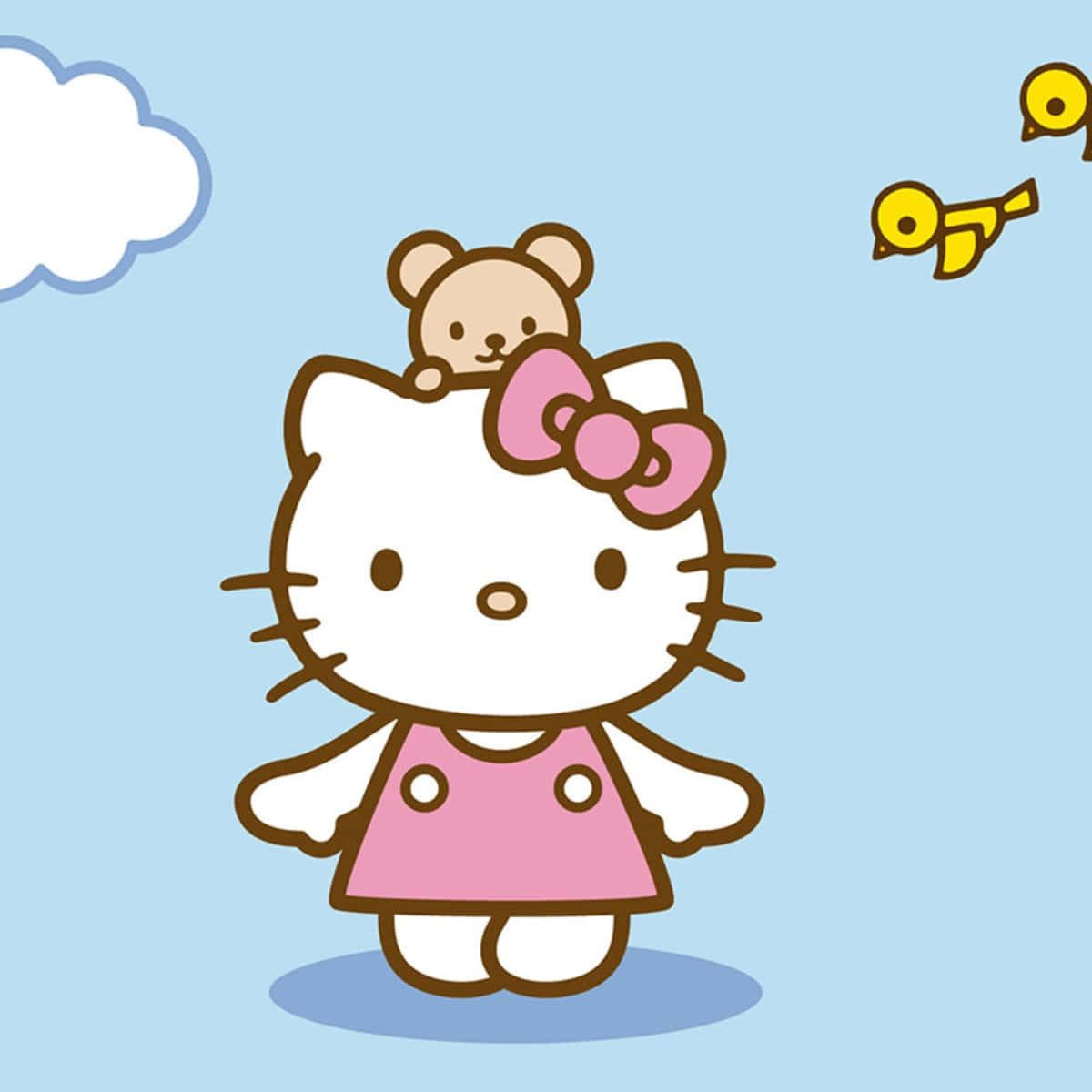 Hello Kitty, pink dress, teddy bear, SD Desktop Wallpaper