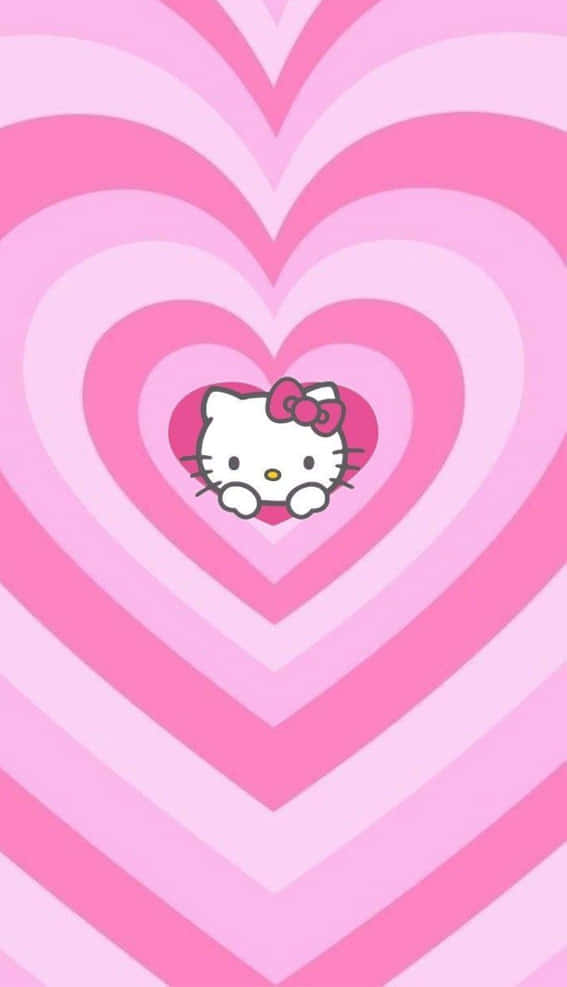 Hello Kitty, pink hearts, pastel gradient background, SD Phone Wallpaper