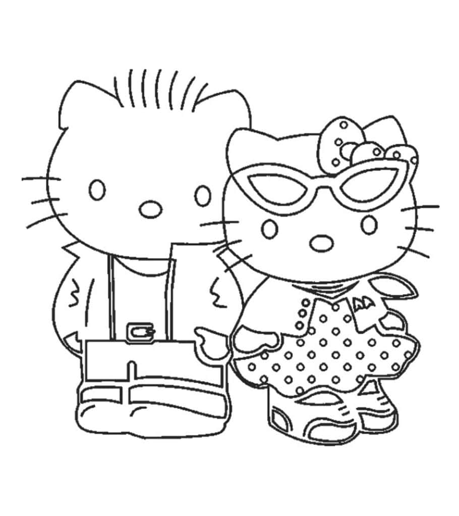 Hello Kitty, black outline style, briefcase, SD Phone Wallpaper