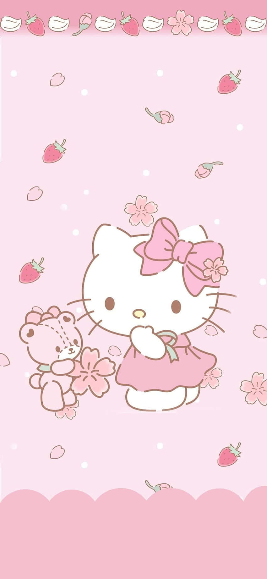 Hello Kitty, pink dress, cherry blossom, HD Phone Wallpaper