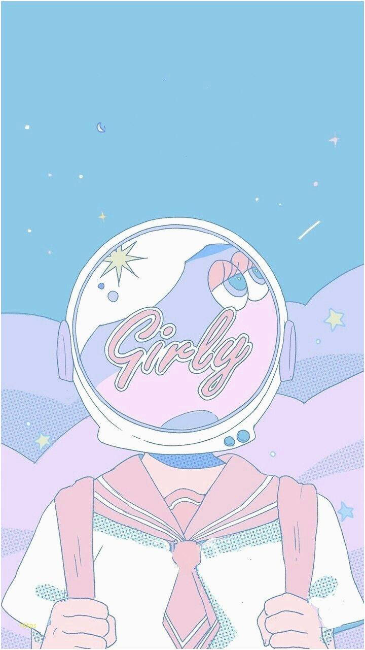 pastel kawaii iphone art, anime girl, pink sailor uniform, HD Phone Wallpaper