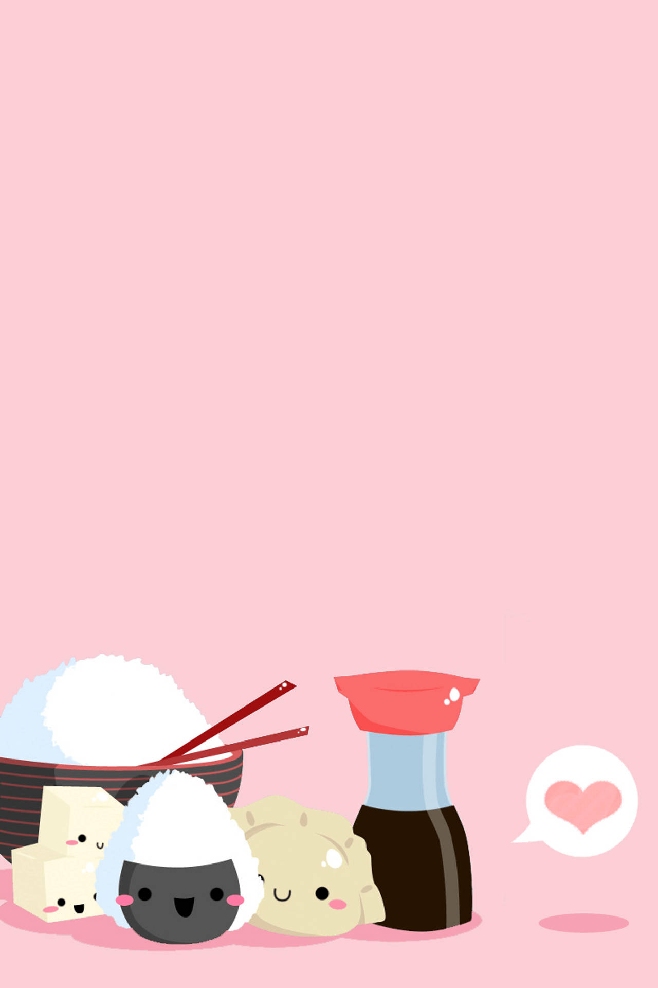 kawaii condiments, sushi, soy sauce bottle, Full HD Phone Wallpaper
