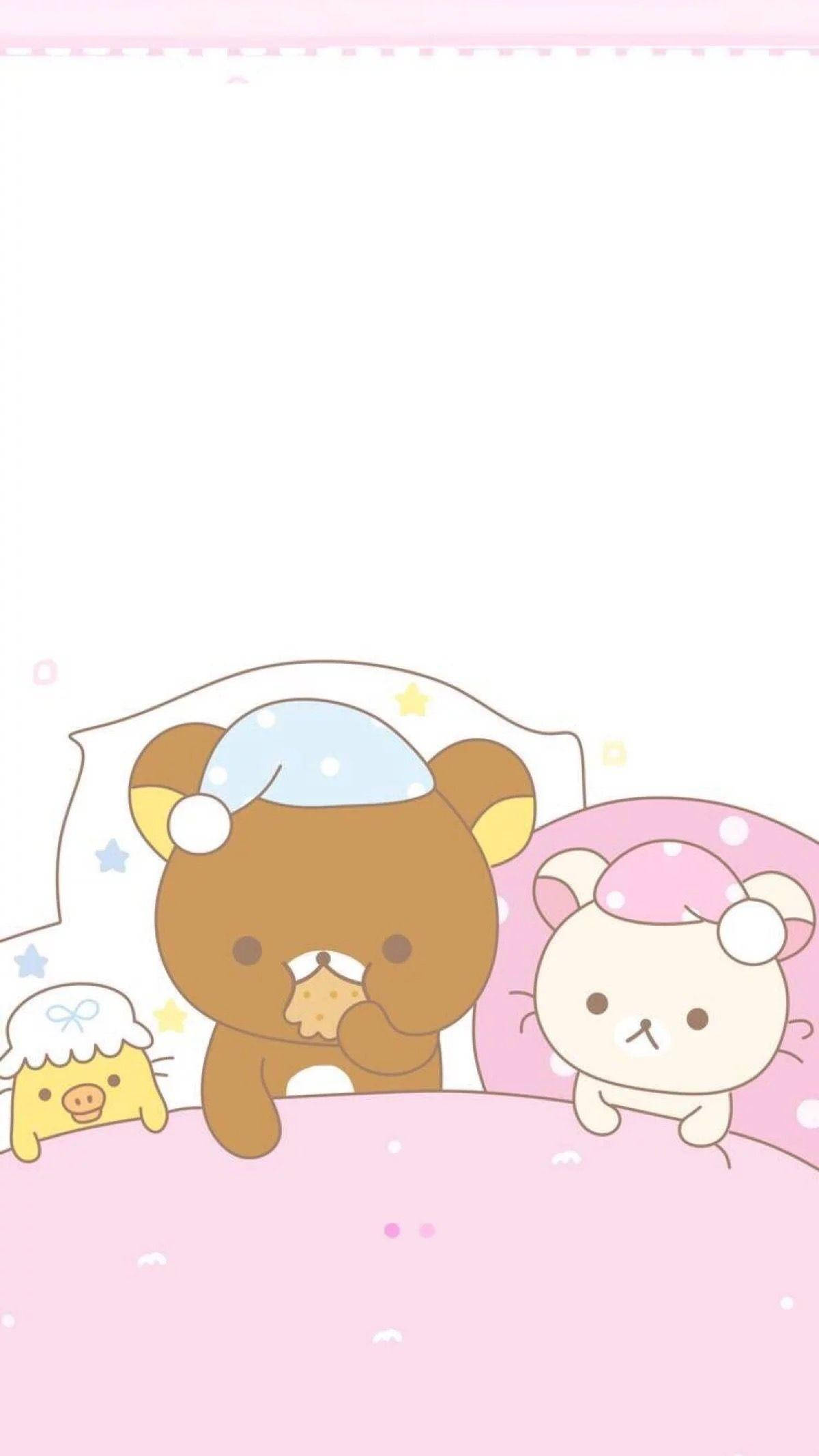 kawaii characters, cartoon animals, pajamas, Full HD Phone Wallpaper