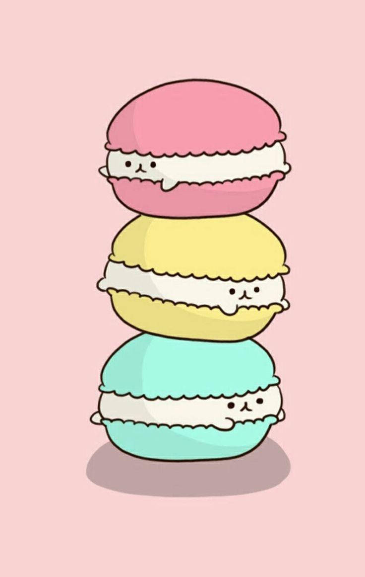 Kawaii iPhone, macaroons, soft pink background, SD Phone Wallpaper
