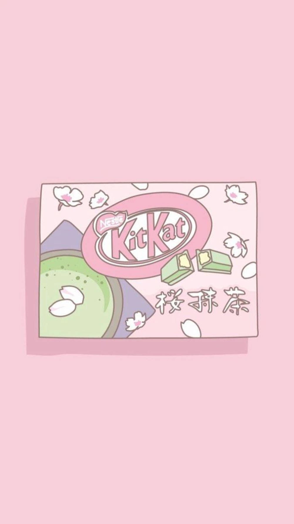 Cute Kawaii Aesthetic Matcha KitKat, pastel pink, matcha, HD Phone Wallpaper