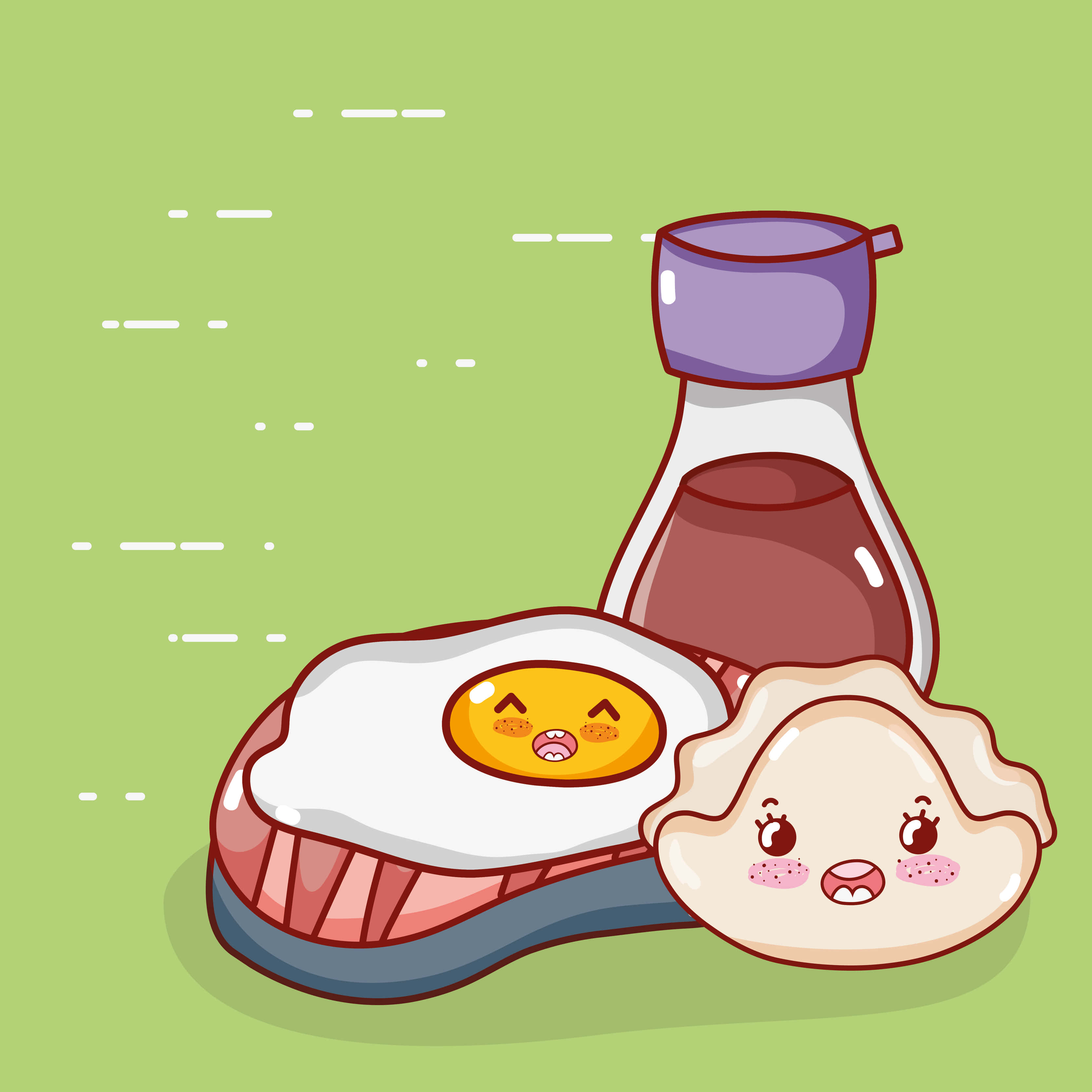 kawaii japanese, fried egg, dumpling, 2K Desktop Wallpaper