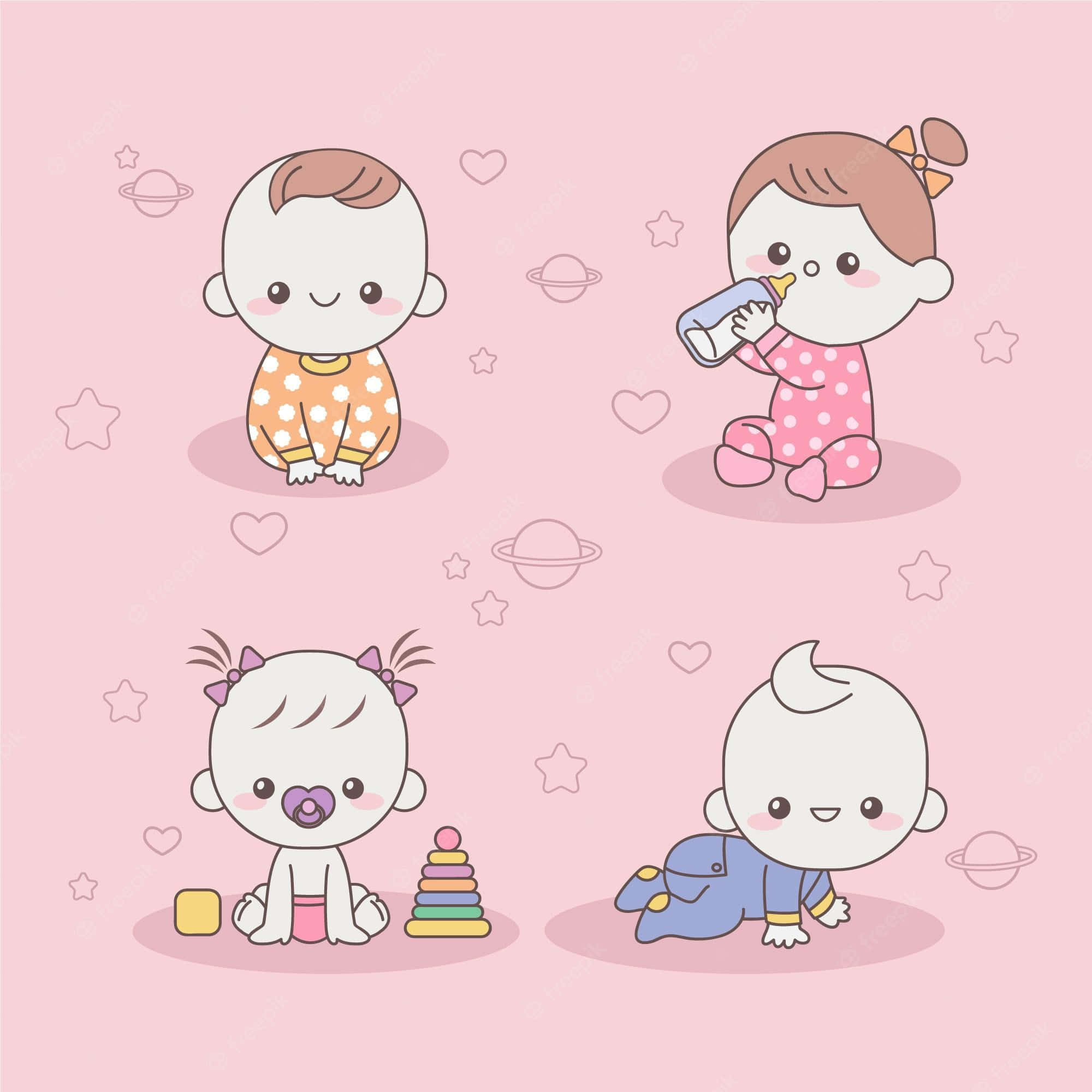 kawaii japanese, cartoon babies, pajamas, Full HD Desktop Wallpaper