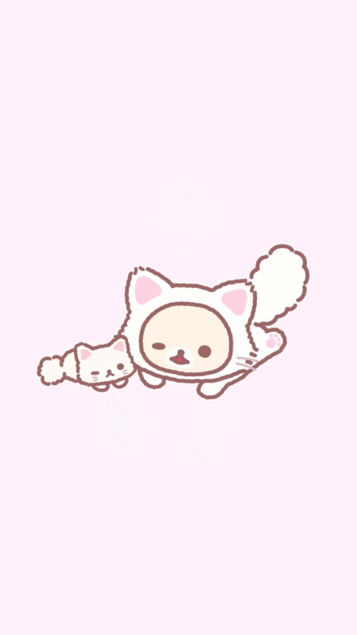kawaii japanese, cartoon cat character, fluffy white costume, Full HD Phone Wallpaper