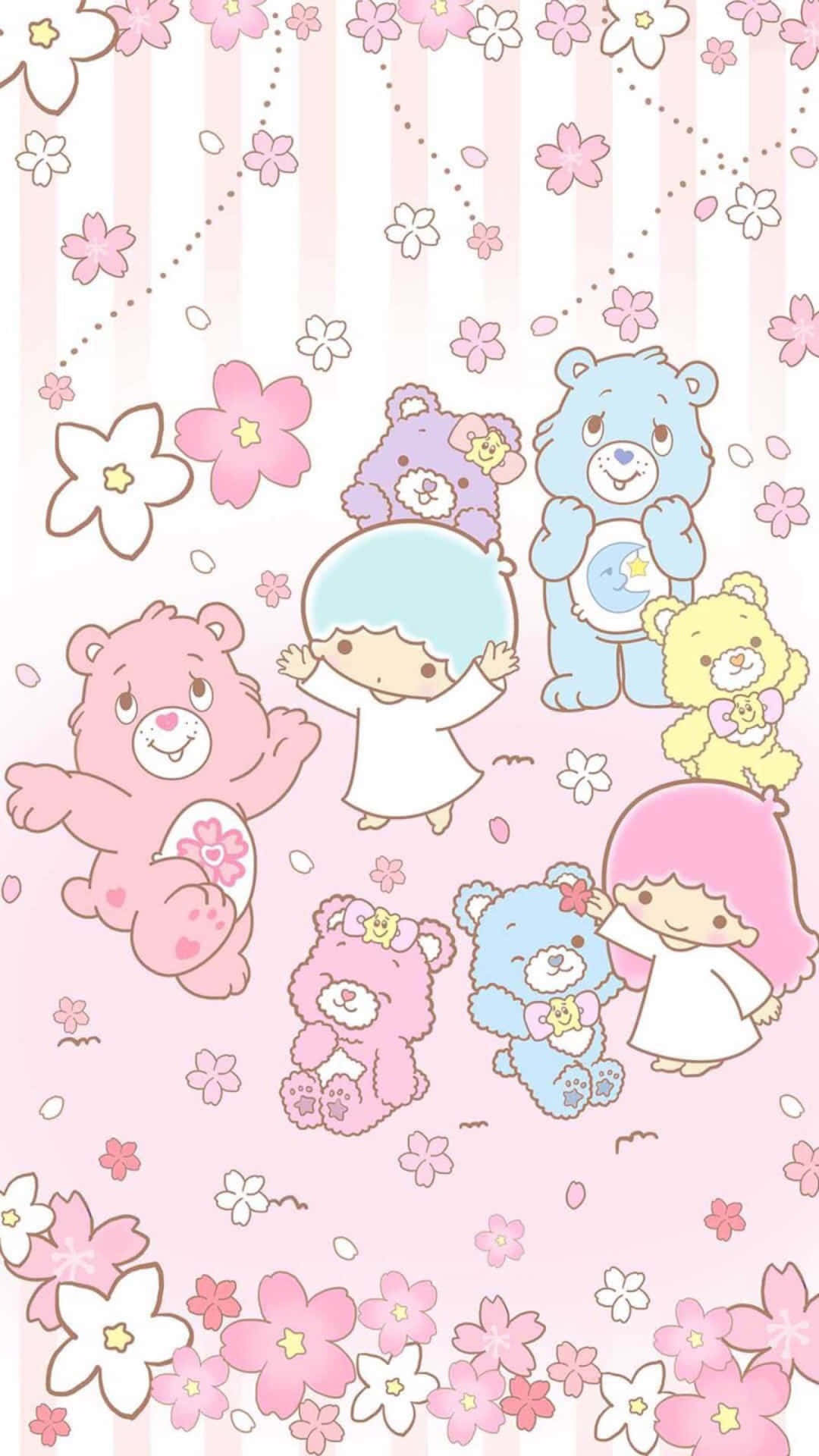 kawaii japanese, cartoon bears, girls, Full HD Phone Wallpaper