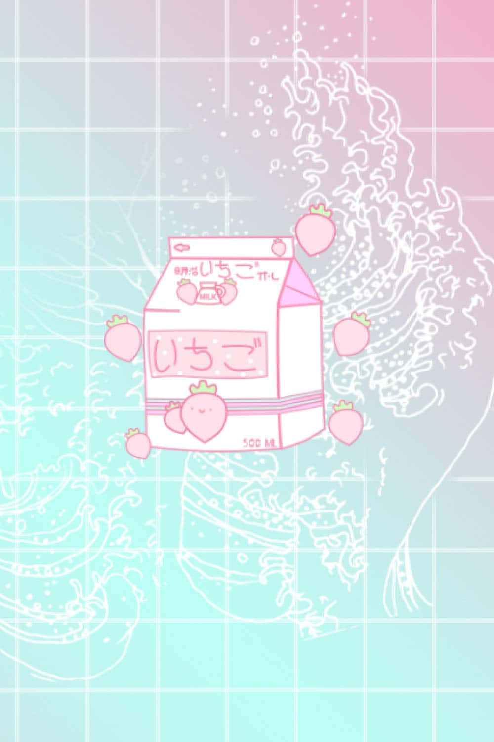 pink strawberry milk carton, whimsical bubbles, floating strawberries, HD Phone Wallpaper