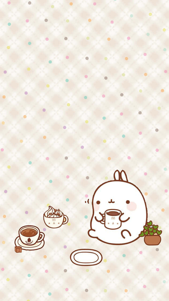 kawaii japanese, cartoon rabbit, coffee, HD Phone Wallpaper