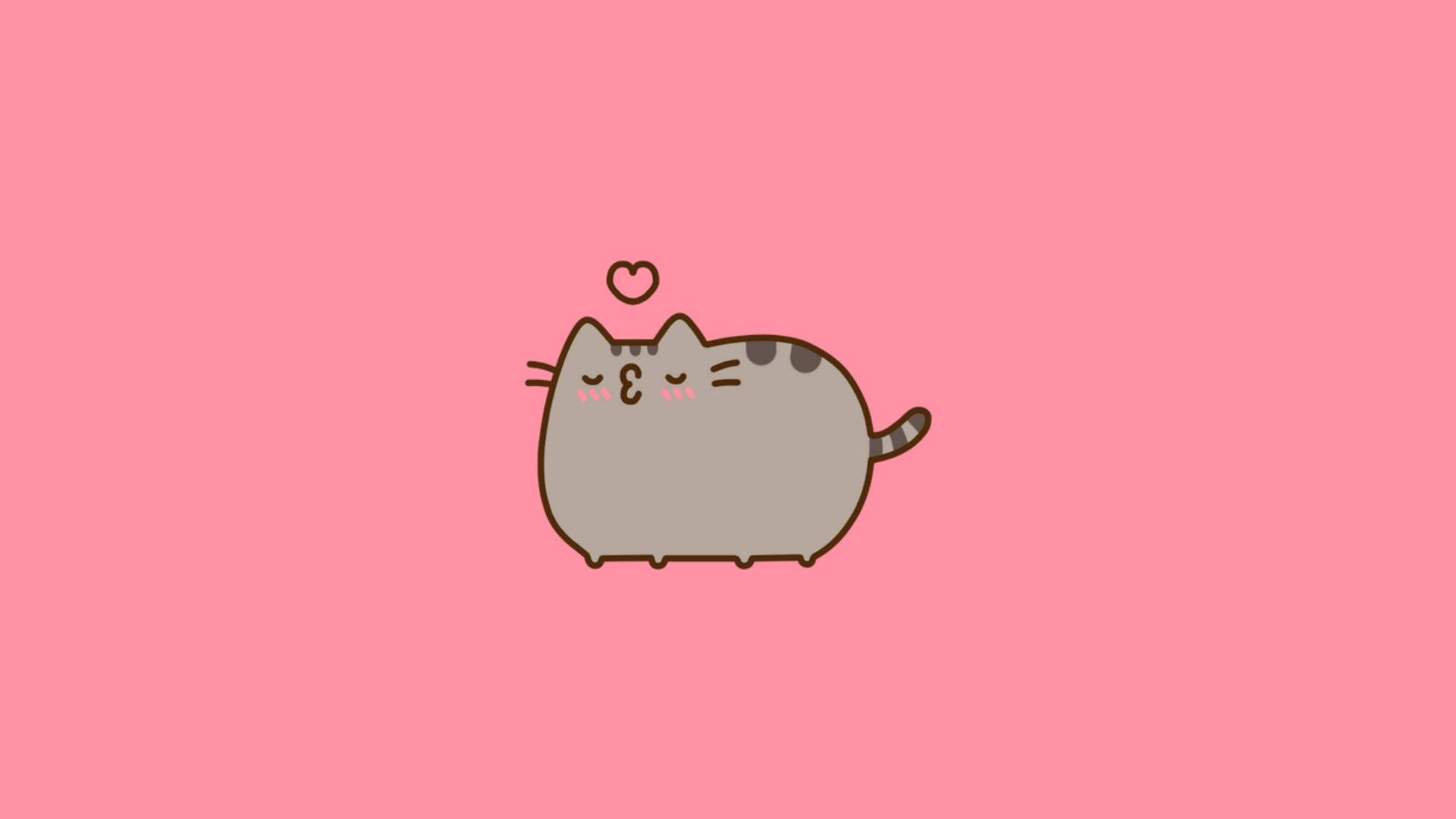 Kawaii Laptop, gray cat, heart, Full HD Desktop Wallpaper