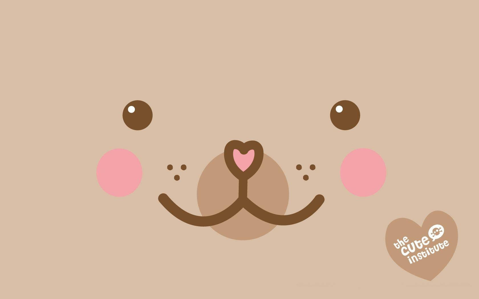 kawaii laptop, minimalist cartoon bear face, heart-shaped nose, HD Desktop Wallpaper