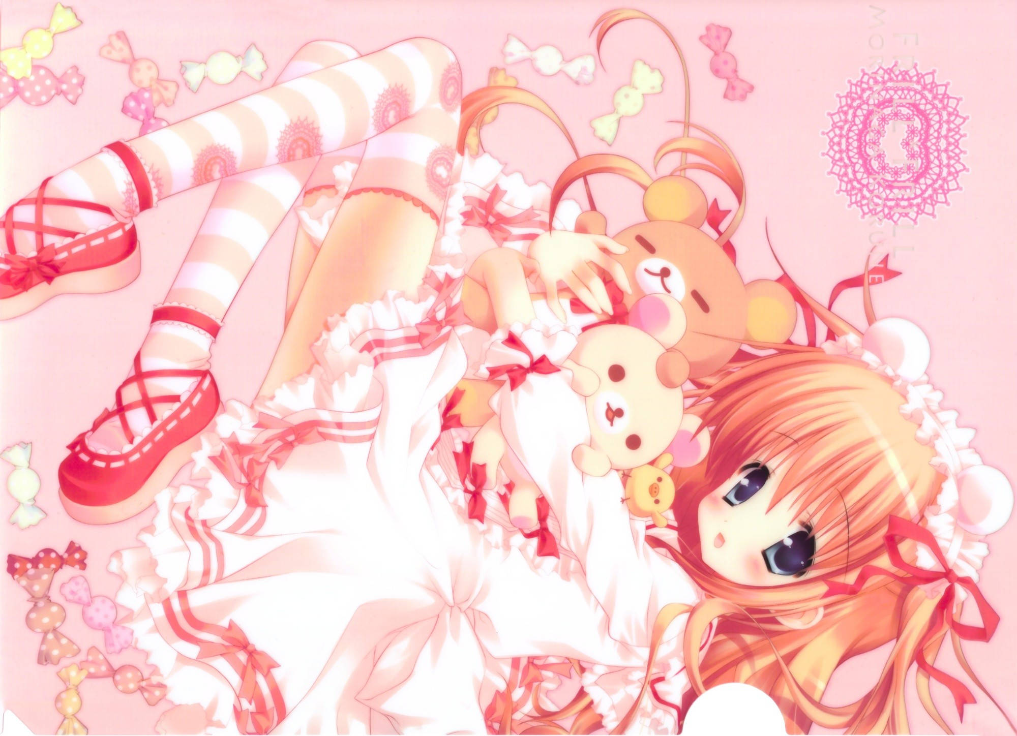 pink clothes, pink blanket, orange hair, Full HD Desktop Wallpaper