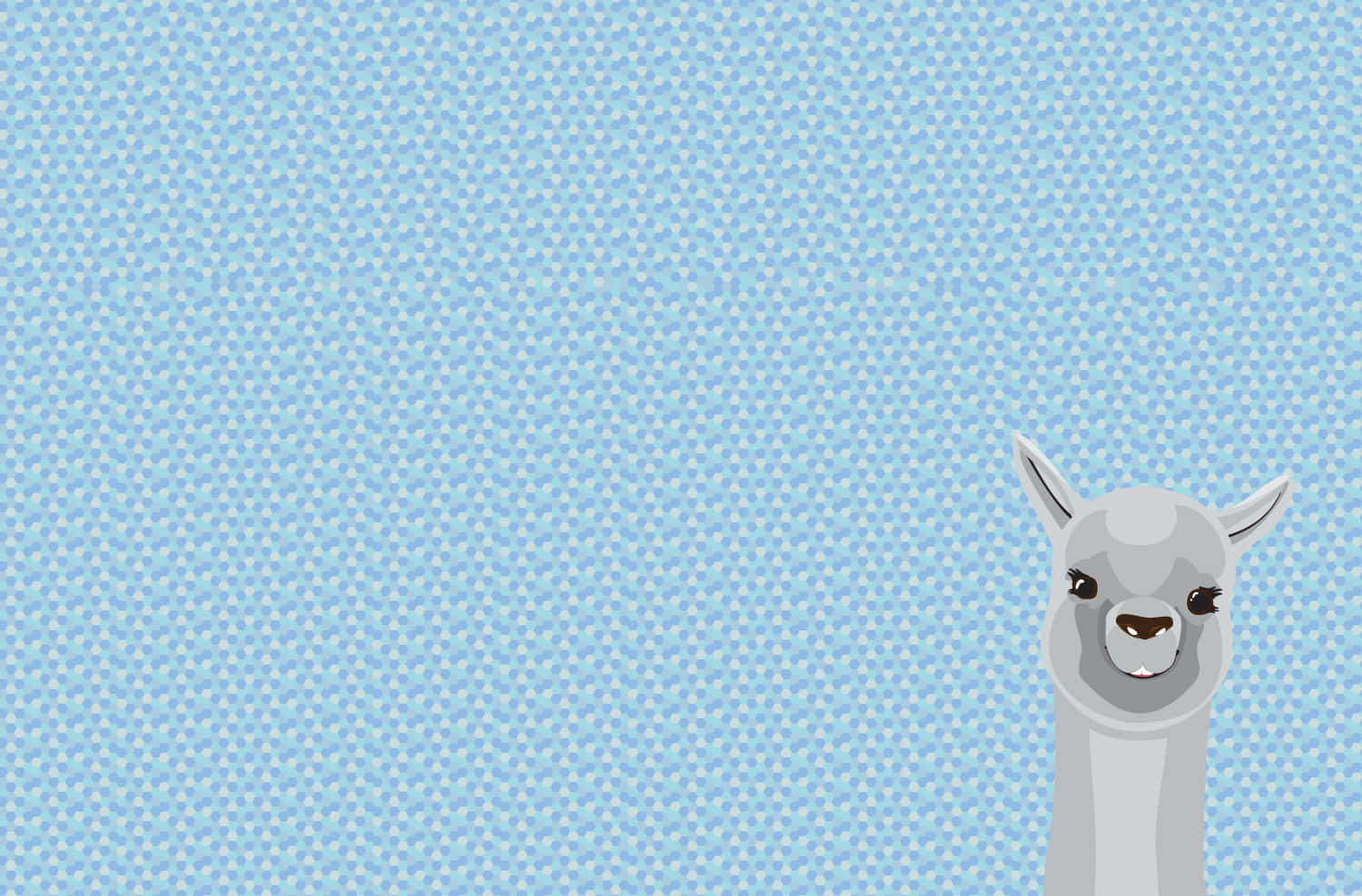 Kawaii Llama, gray alpaca, light blue dotted background, HD Desktop Wallpaper