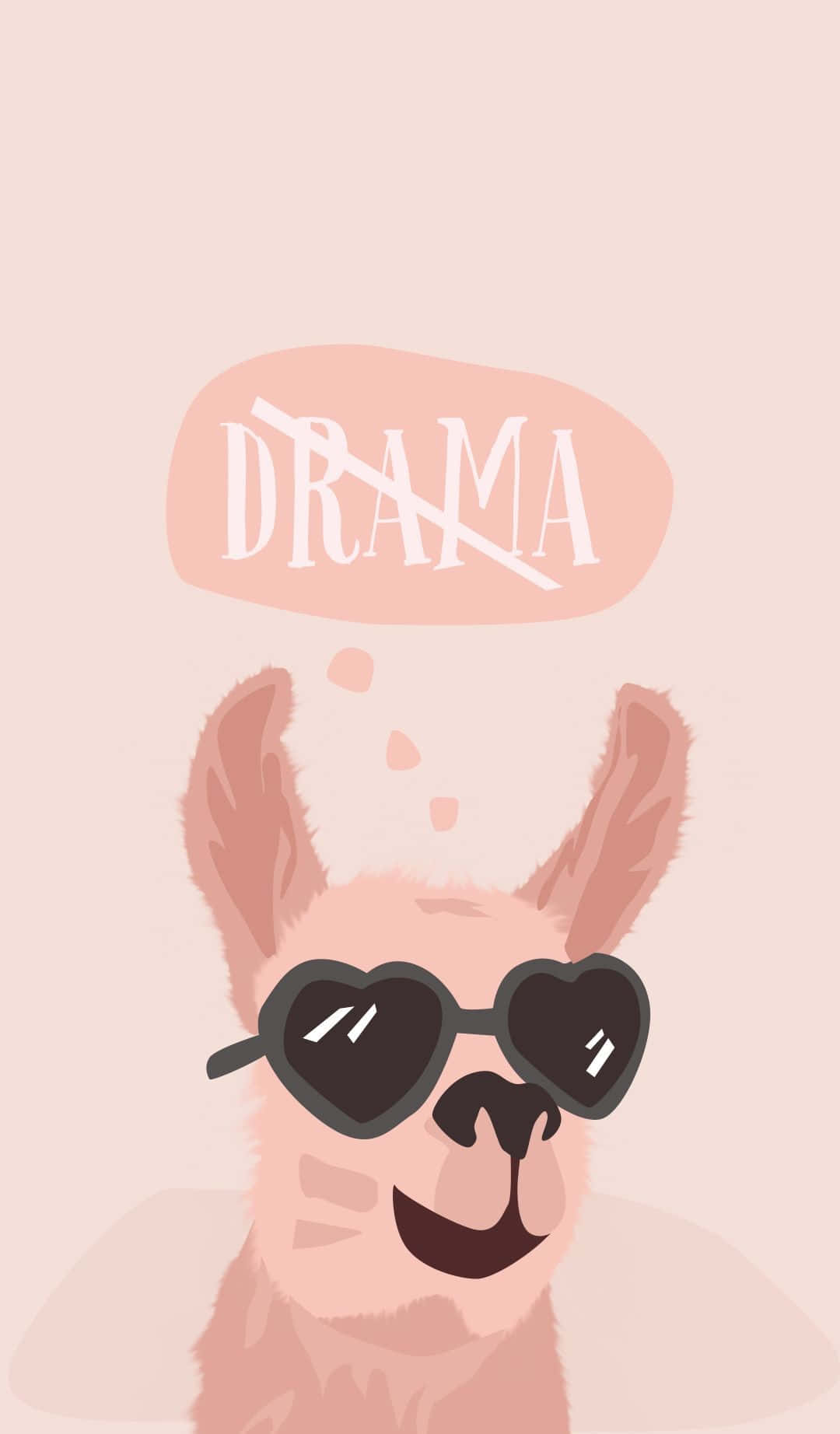 kawaii llama, pink illustrated llama, heart-shaped sunglasses, HD Phone Wallpaper