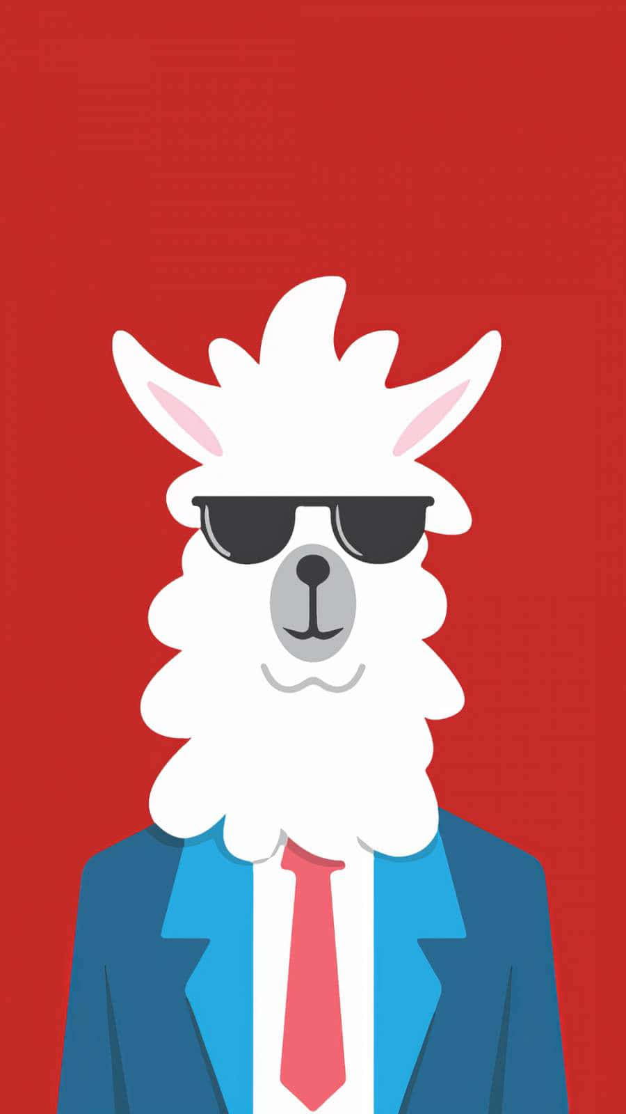 Kawaii Llama, white alpaca, blue suit, HD Phone Wallpaper