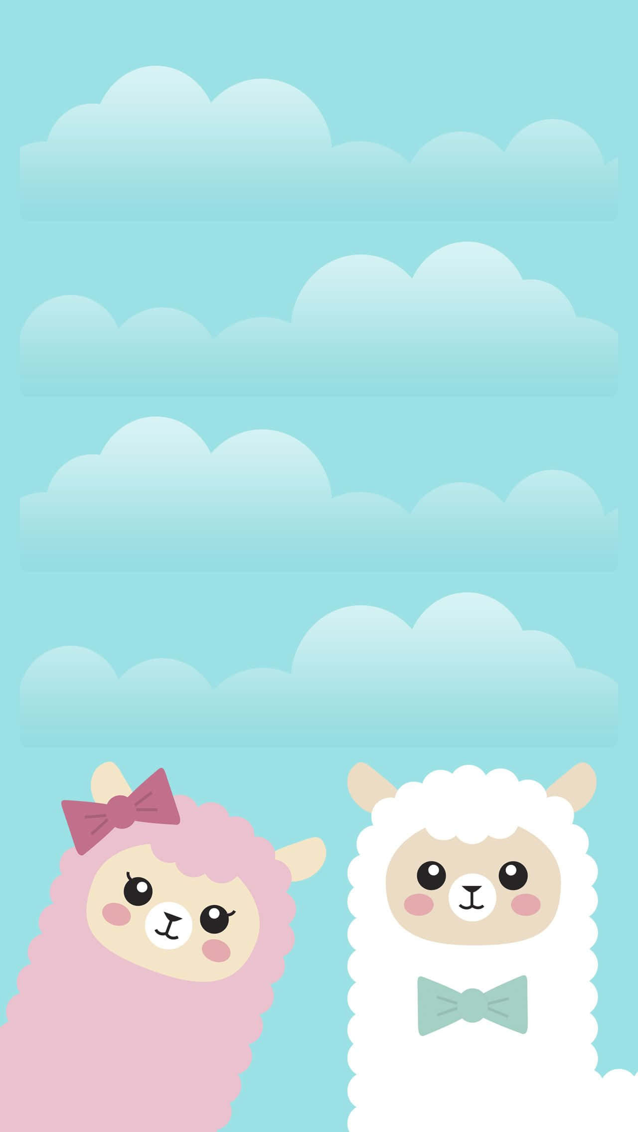 kawaii llama, soft blue sky, fluffy clouds, Full HD Phone Wallpaper