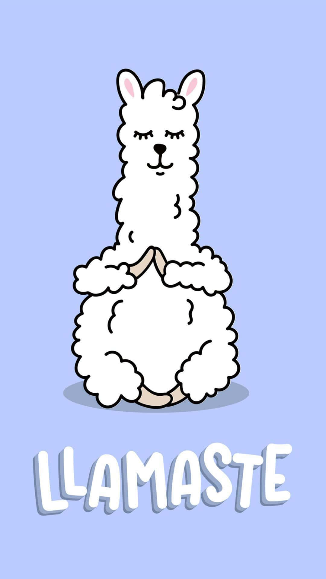kawaii llama, white cartoon llama, soft blue background, Full HD Phone Wallpaper