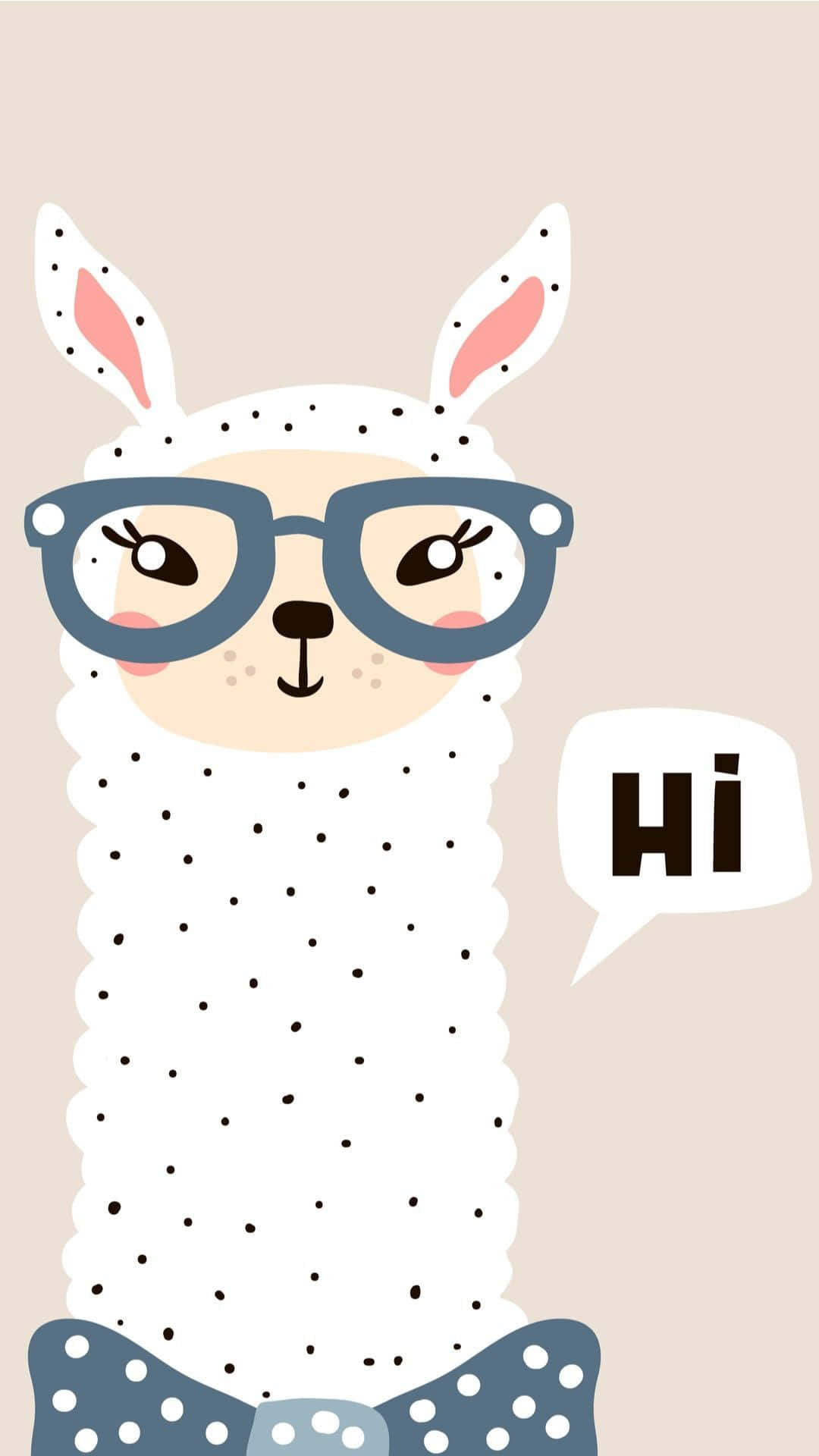 kawaii llama, cartoon llama, glasses, Full HD Phone Wallpaper