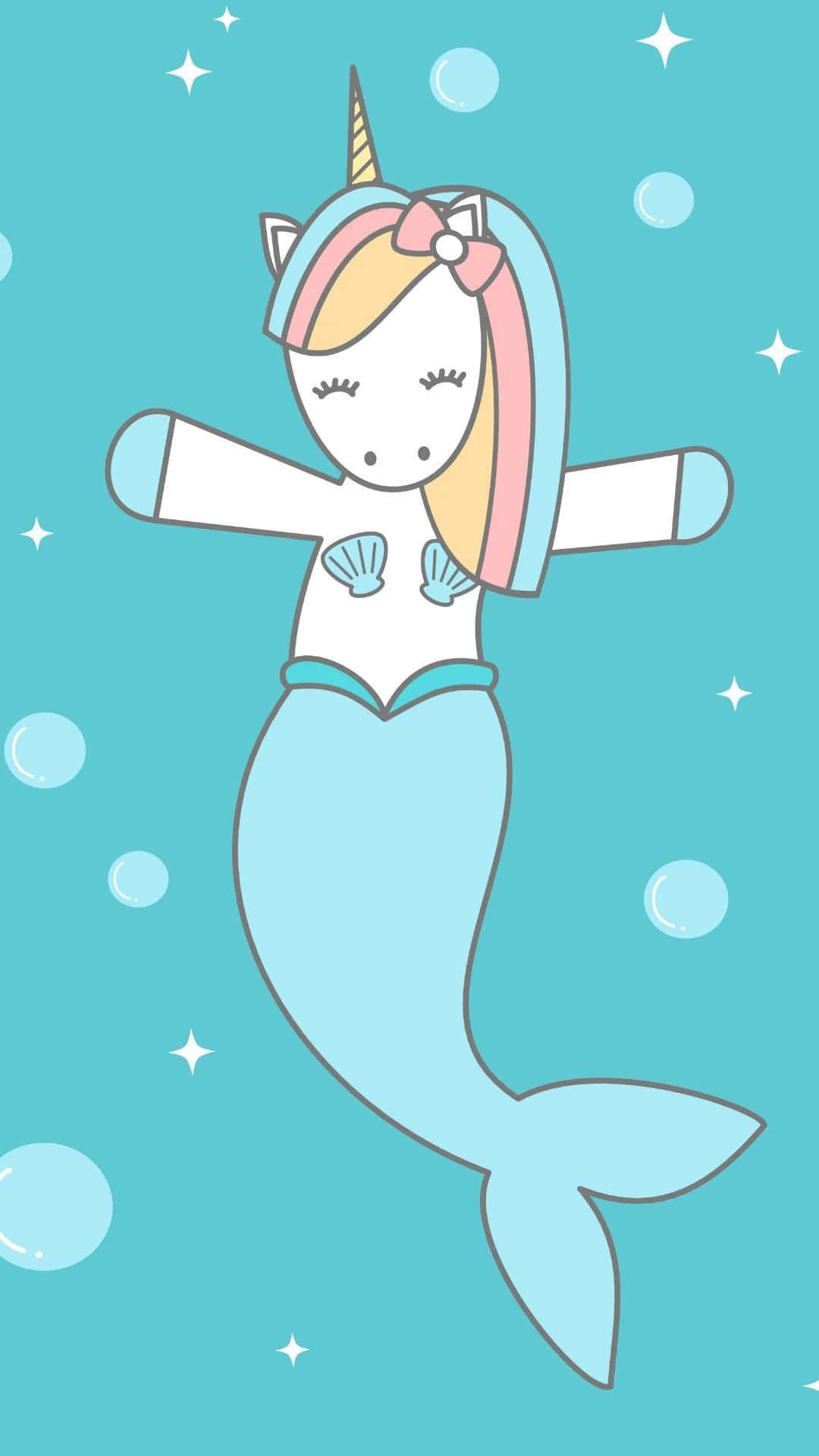 kawaii mermaid, pastel mane, pastel tail, Full HD Phone Wallpaper