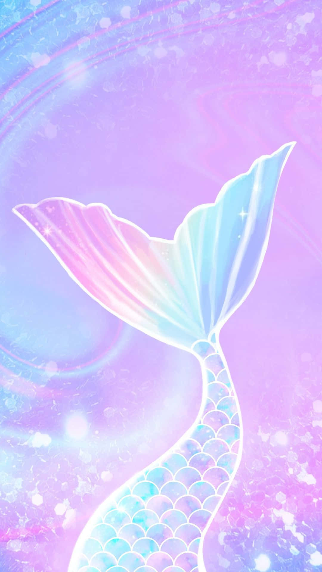 Kawaii Mermaid, iridescent scales, pastel pink blue hues, Full HD Phone Wallpaper