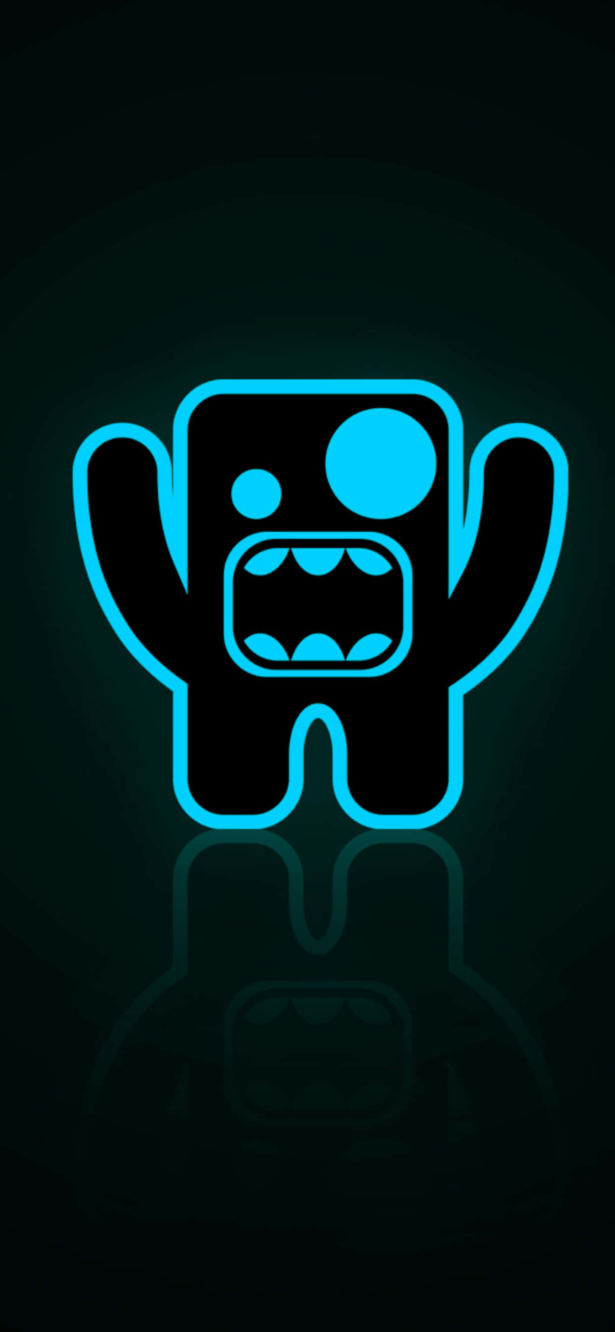 Kawaii Monster, glowing blue, wide eyes, 2K Phone Wallpaper
