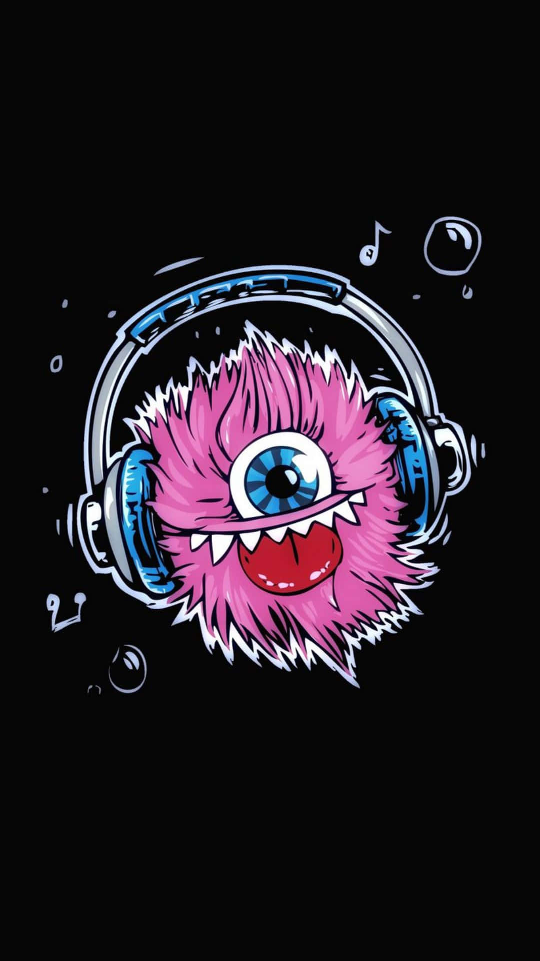 Kawaii Monster, pink one-eyed monster, sharp teeth, Full HD Phone Wallpaper