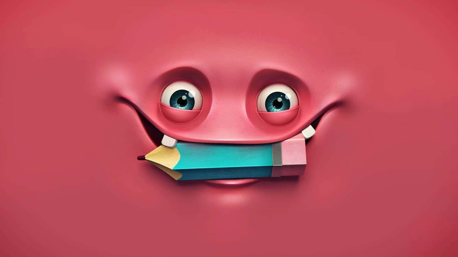 Kawaii Monster, pink, blue eyes, HD Desktop Wallpaper