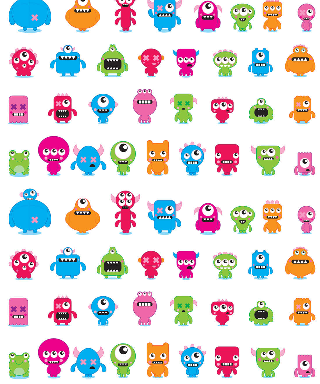 Kawaii Monster, colorful cartoon monsters, varied expressions, HD Phone Wallpaper