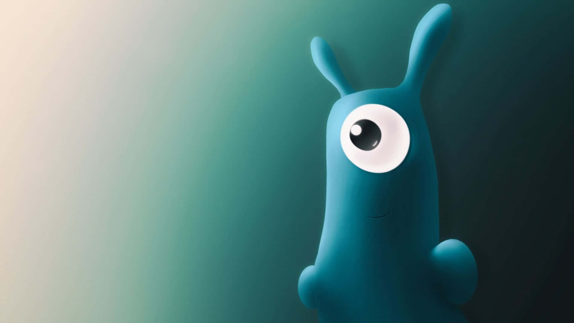 Kawaii Monster, blue cartoon creature, one large eye, Full HD Desktop Wallpaper