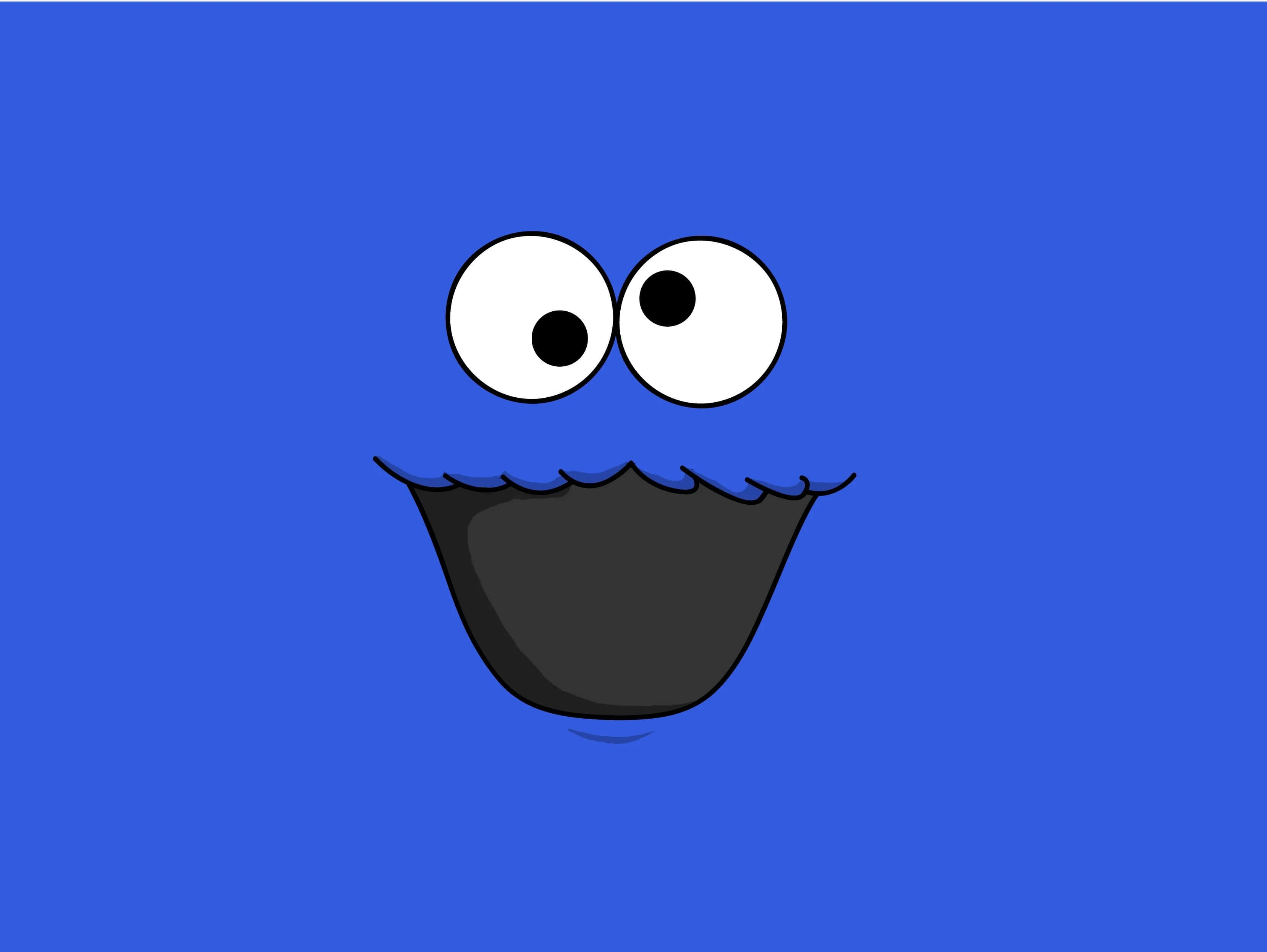 Kawaii Monster, blue cartoon character, big white eyes, 2K Desktop Wallpaper