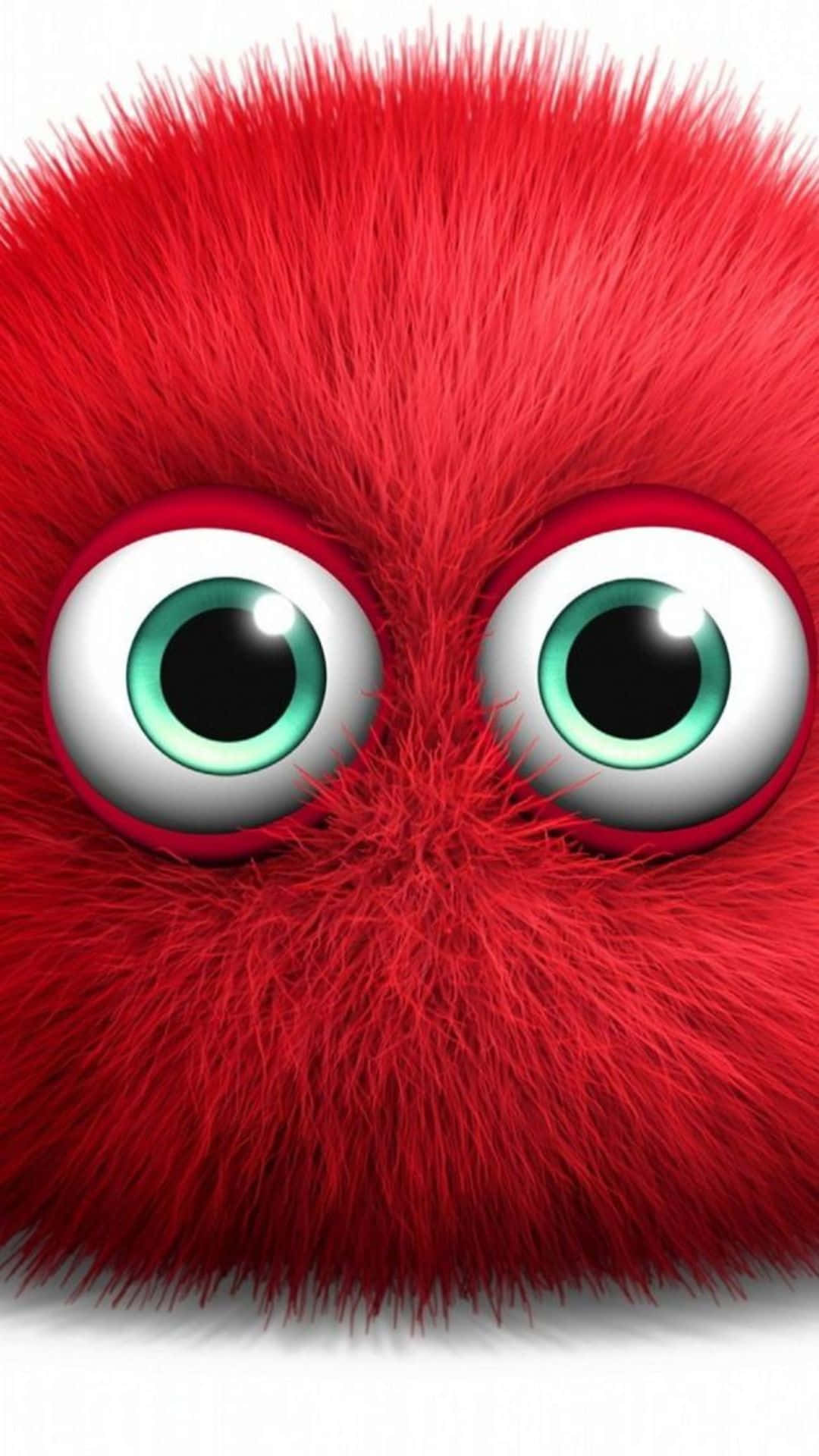 Kawaii Monster, fluffy red creature, large round teal eyes, Full HD Phone Wallpaper
