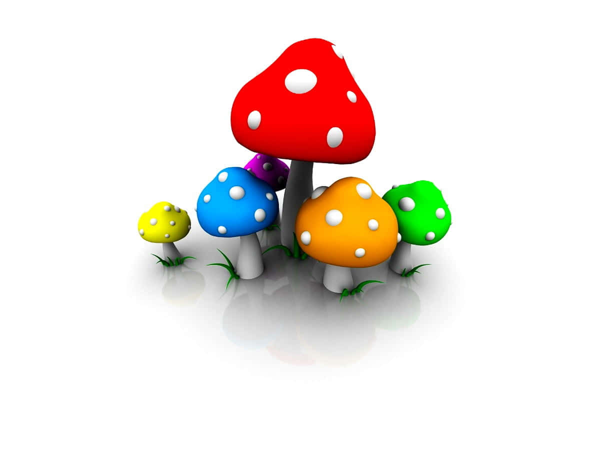 kawaii mushroom, red, blue, SD Desktop Wallpaper