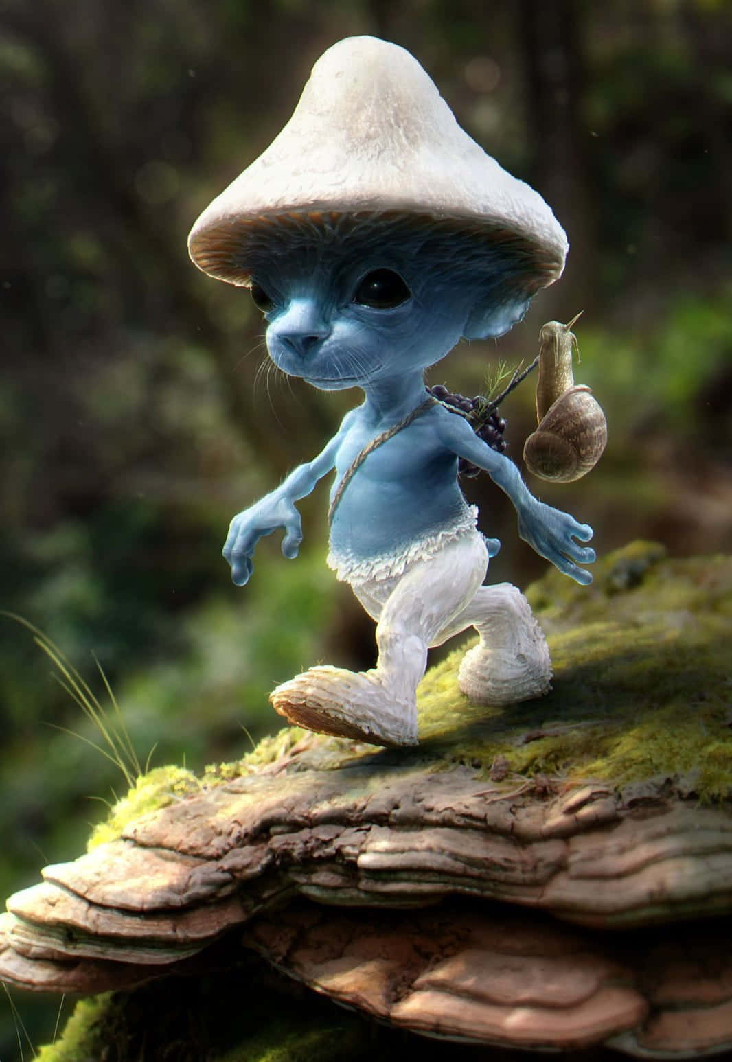 kawaii mushroom, blue-skinned, mushroom cap, HD Phone Wallpaper