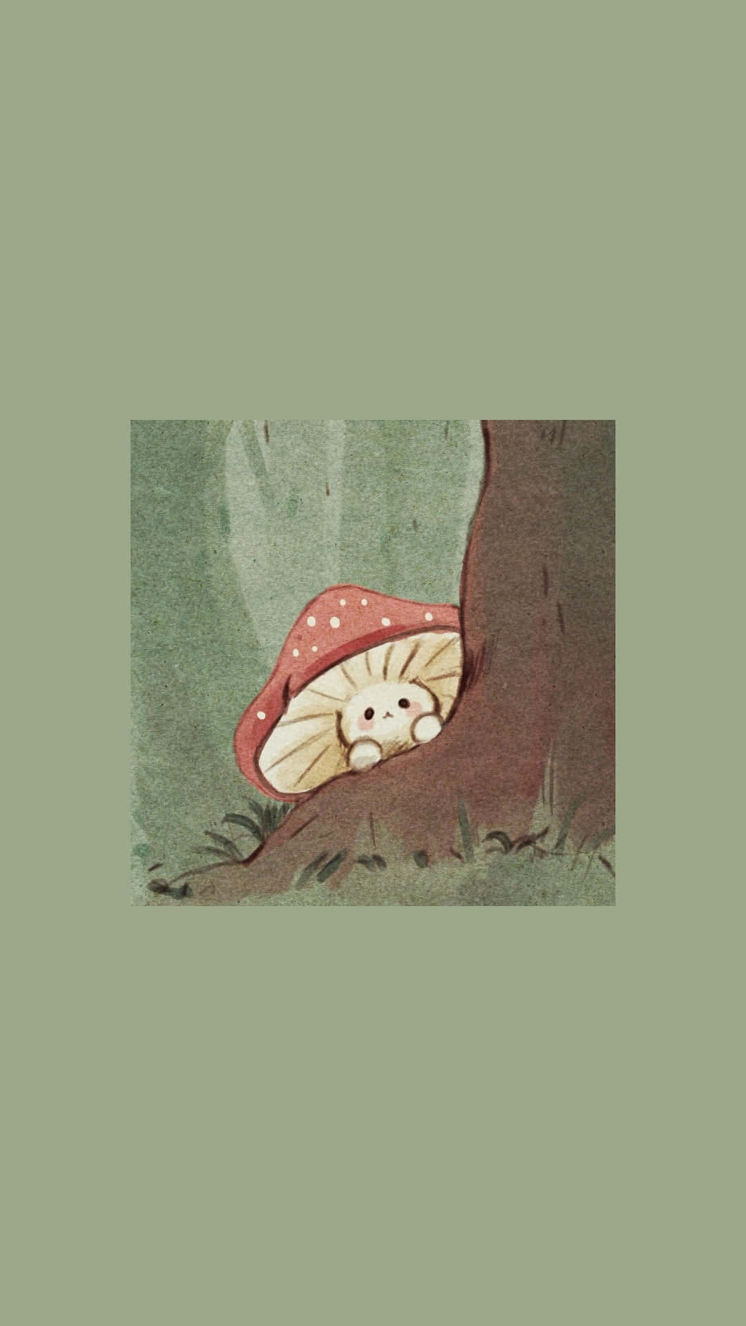 kawaii mushroom, red cap, magical forest, Full HD Phone Wallpaper