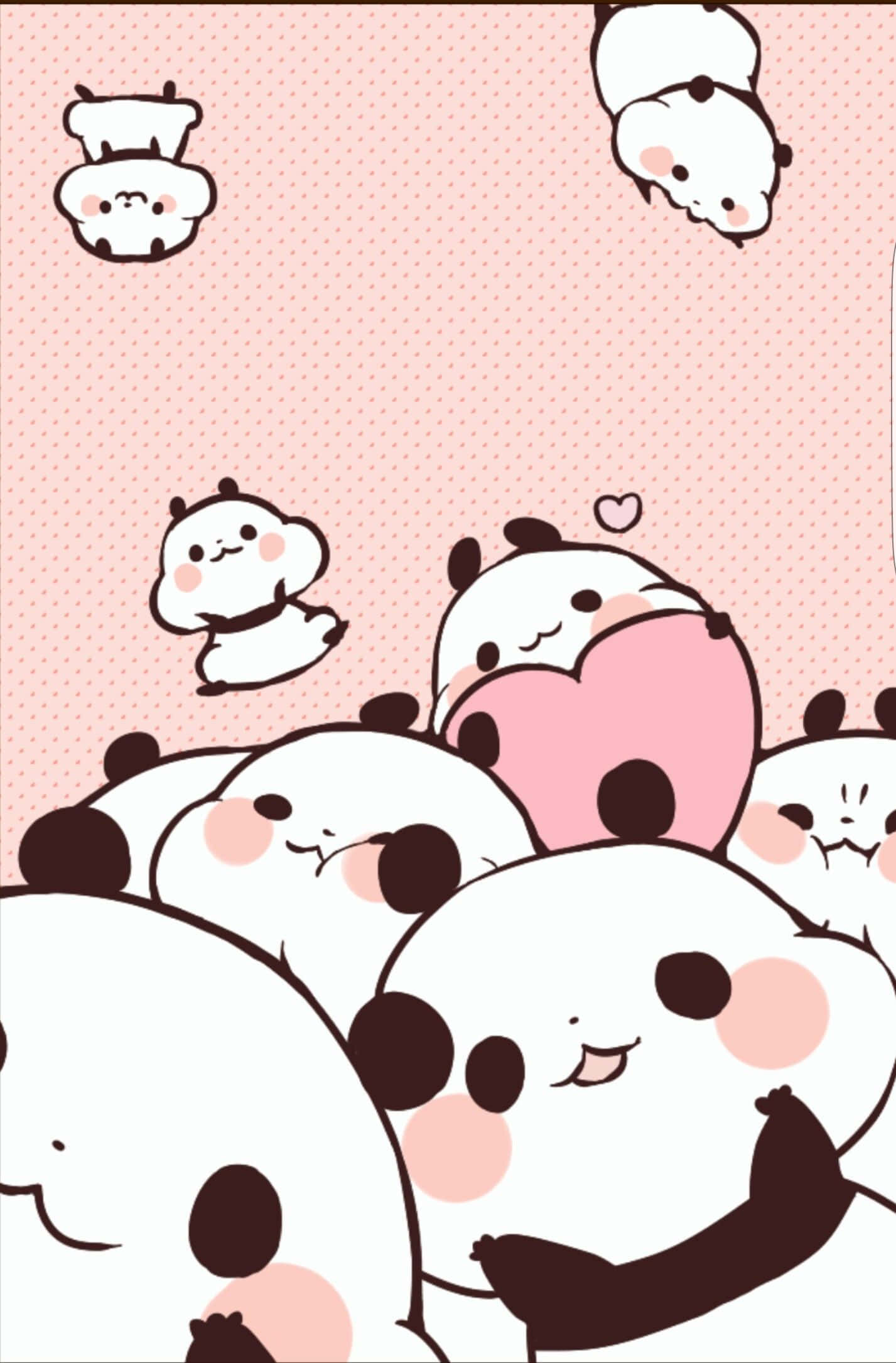 kawaii panda, cartoon pandas, rosy cheeks, Full HD Phone Wallpaper